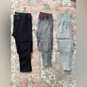 Gymshark Black, Heather Gray & Light Gray High-Waist Leggings Bundle
